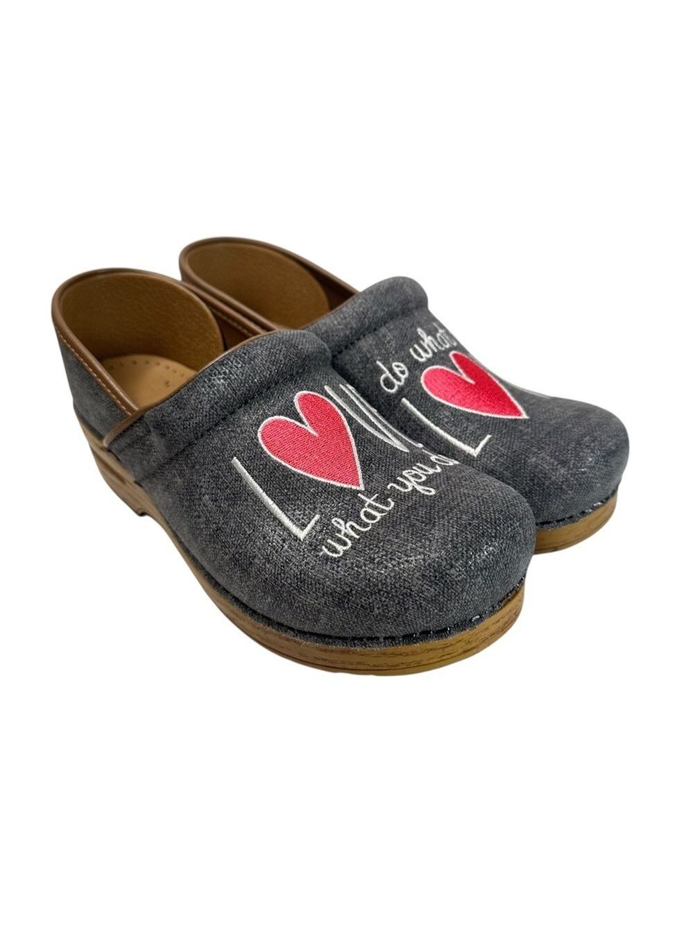Dansko Twin Pro Graphic Clogs EU 41 10 Gray Do What You Love Work Shoes
